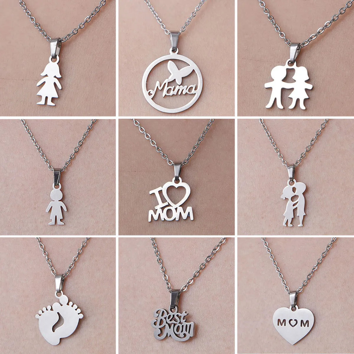 Wholesale Simple Style Human Letter Footprint Stainless Steel Titanium Steel Polishing Plating Pendant Necklace