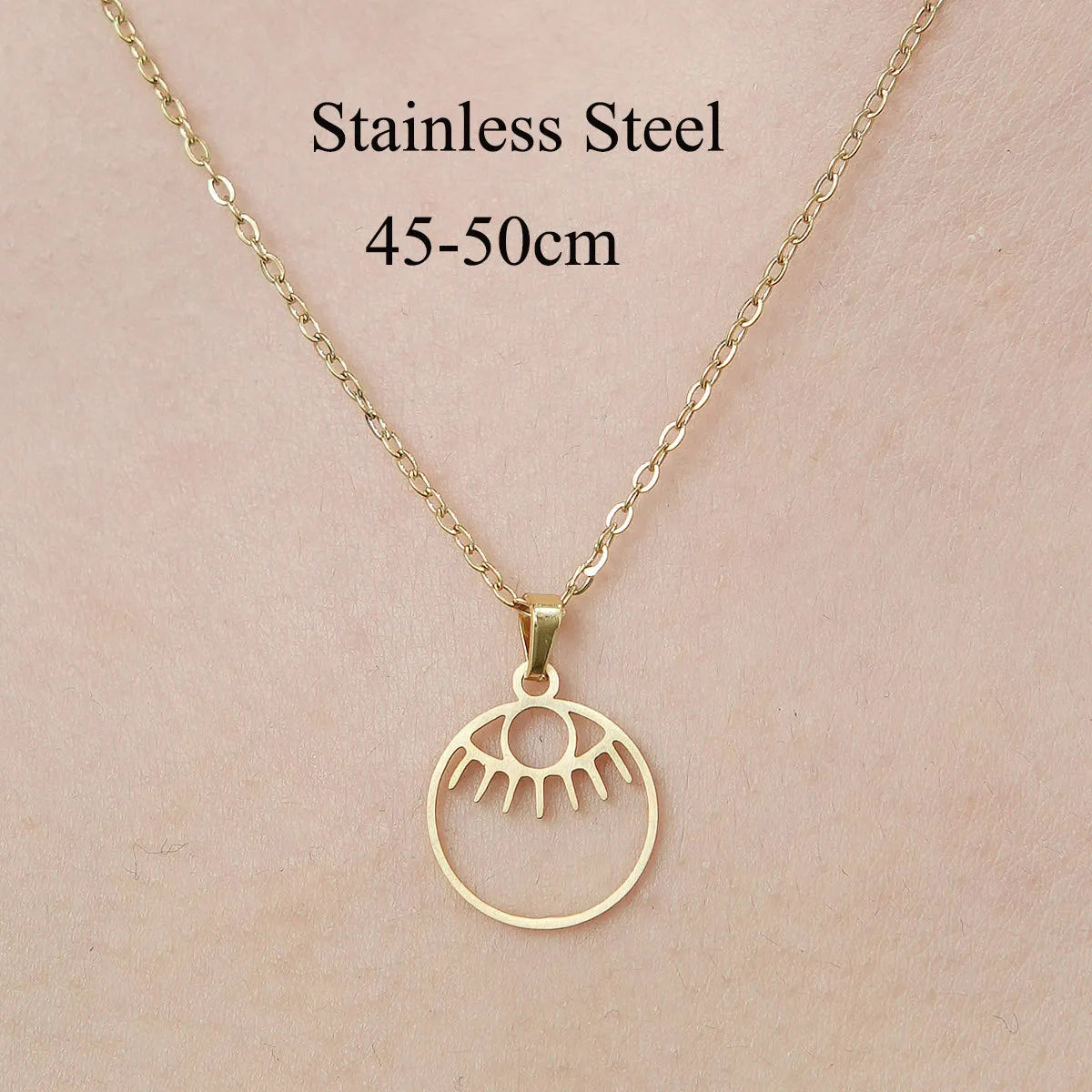 Wholesale Jewelry Simple Style Human Sun Paw Print 201 Stainless Steel 18K Gold Plated Polishing Plating Pendant Necklace