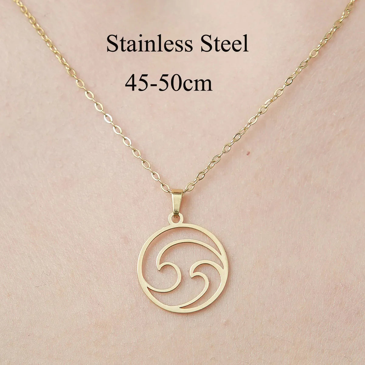 Wholesale Jewelry Simple Style Human Sun Paw Print 201 Stainless Steel 18K Gold Plated Polishing Plating Pendant Necklace