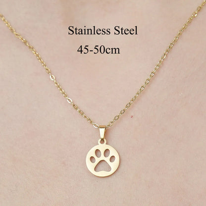 Wholesale Jewelry Simple Style Human Sun Paw Print 201 Stainless Steel 18K Gold Plated Polishing Plating Pendant Necklace