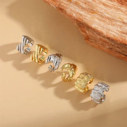 Wholesale Simple Style Irregular Solid Color Copper 14K Gold Plated Copper Open Rings