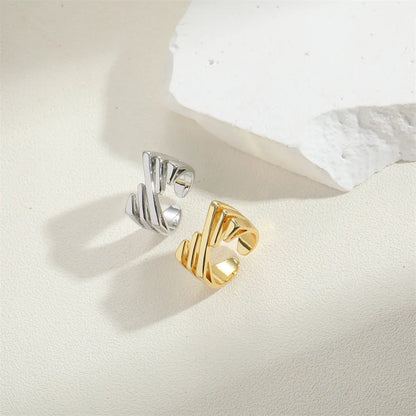 Wholesale Simple Style Irregular Solid Color Copper 14K Gold Plated Copper Open Rings