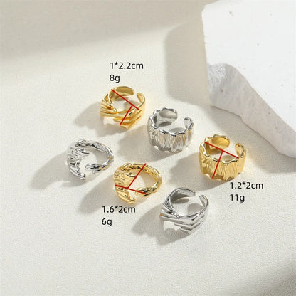 Wholesale Simple Style Irregular Solid Color Copper 14K Gold Plated Copper Open Rings