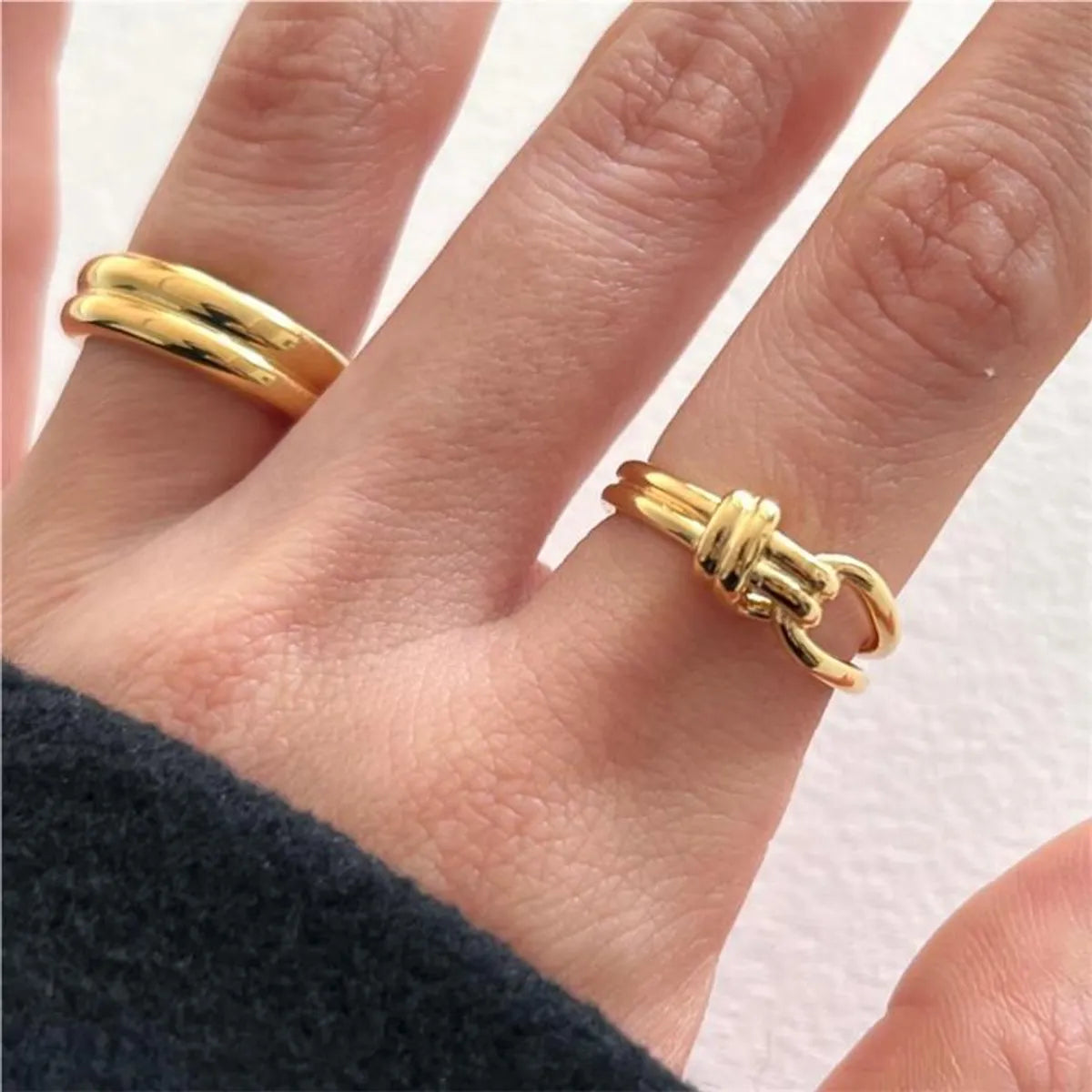 Wholesale Simple Style Knot Copper Plating Hollow Out Open Rings