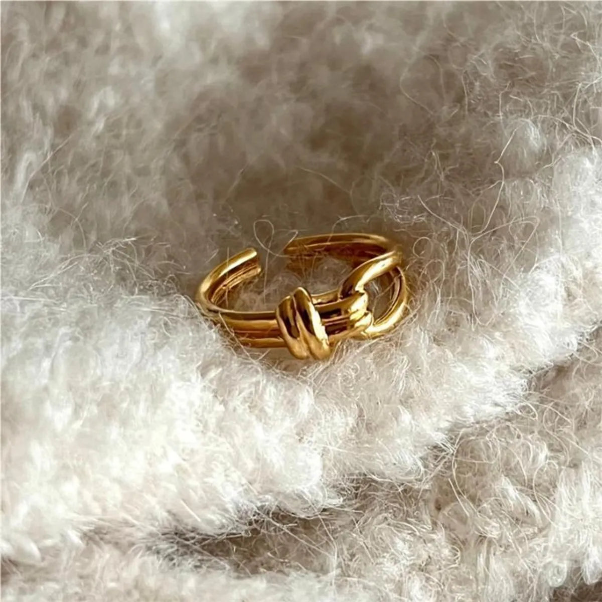 Wholesale Simple Style Knot Copper Plating Hollow Out Open Rings