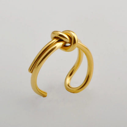 Wholesale Simple Style Knot Titanium Steel 18k Gold Plated Open Ring