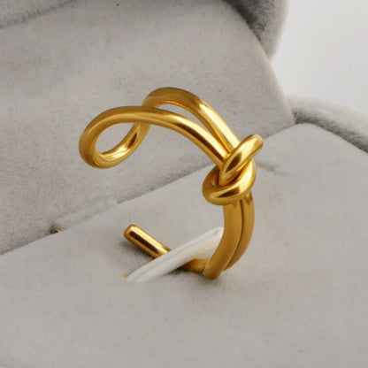 Wholesale Simple Style Knot Titanium Steel 18k Gold Plated Open Ring