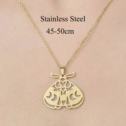 Wholesale Jewelry Simple Style Leaf Devil'S Eye Wings 201 Stainless Steel 18K Gold Plated Polishing Plating Pendant Necklace