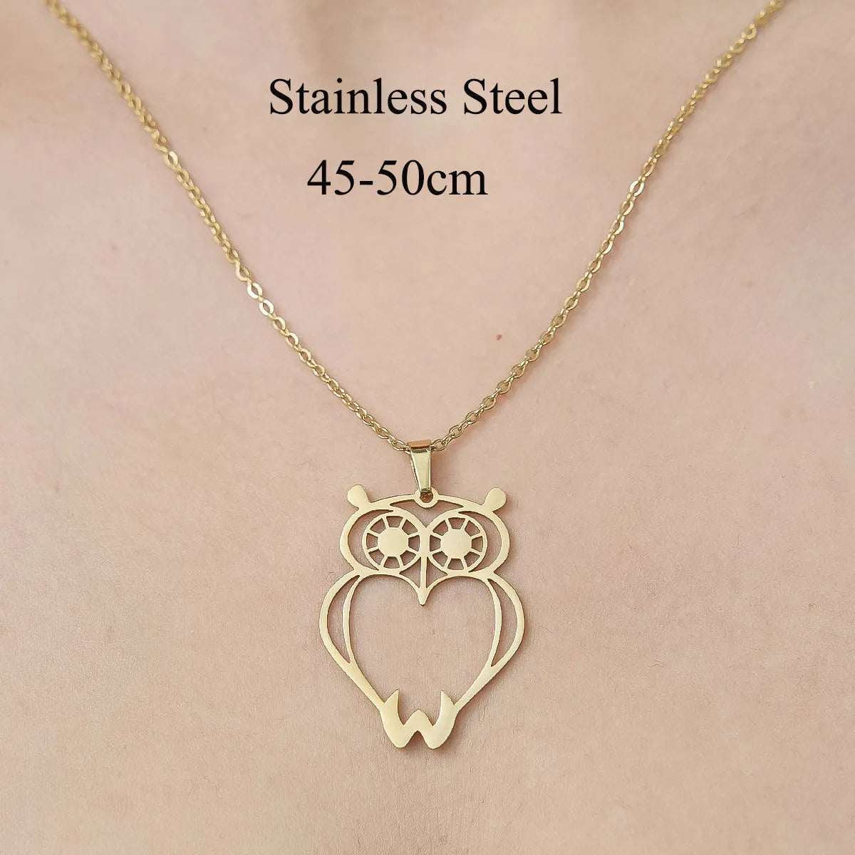 Wholesale Jewelry Simple Style Leaf Devil'S Eye Wings 201 Stainless Steel 18K Gold Plated Polishing Plating Pendant Necklace