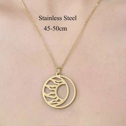 Wholesale Jewelry Simple Style Leaf Devil'S Eye Wings 201 Stainless Steel 18K Gold Plated Polishing Plating Pendant Necklace