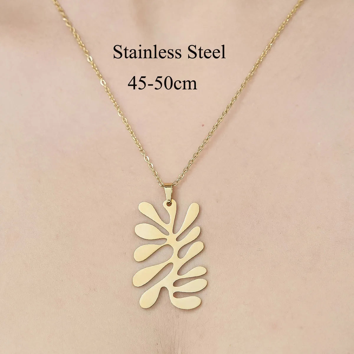 Wholesale Jewelry Simple Style Leaf Devil'S Eye Wings 201 Stainless Steel 18K Gold Plated Polishing Plating Pendant Necklace