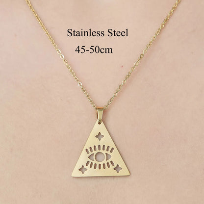 Wholesale Jewelry Simple Style Leaf Devil'S Eye Wings 201 Stainless Steel 18K Gold Plated Polishing Plating Pendant Necklace