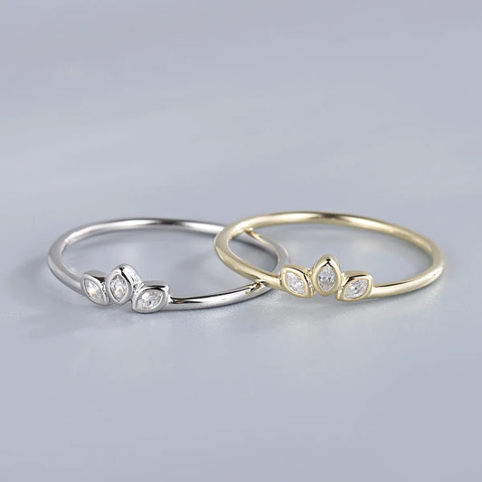 Wholesale Simple Style Leaf Sterling Silver Zircon Rings