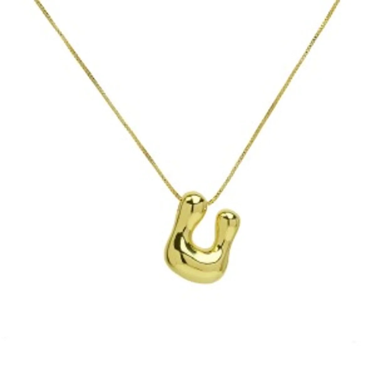 Wholesale Simple Style Letter Brass 18K Gold Plated Pendant Necklace