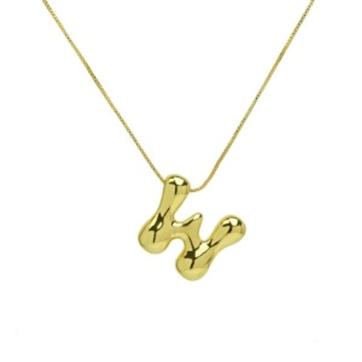 Wholesale Simple Style Letter Brass 18K Gold Plated Pendant Necklace