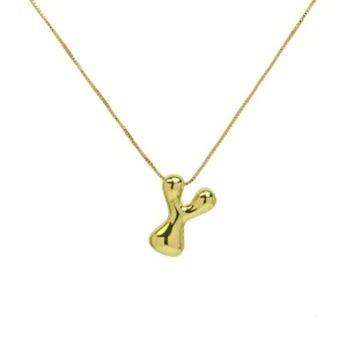 Wholesale Simple Style Letter Brass 18K Gold Plated Pendant Necklace