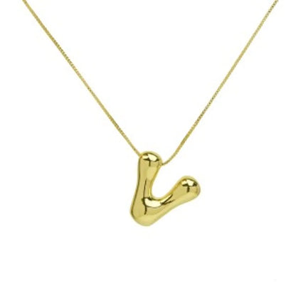 Wholesale Simple Style Letter Brass 18K Gold Plated Pendant Necklace