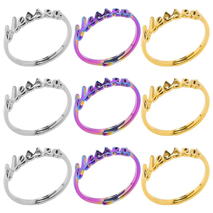 Wholesale Simple Style Letter Stainless Steel Open Rings