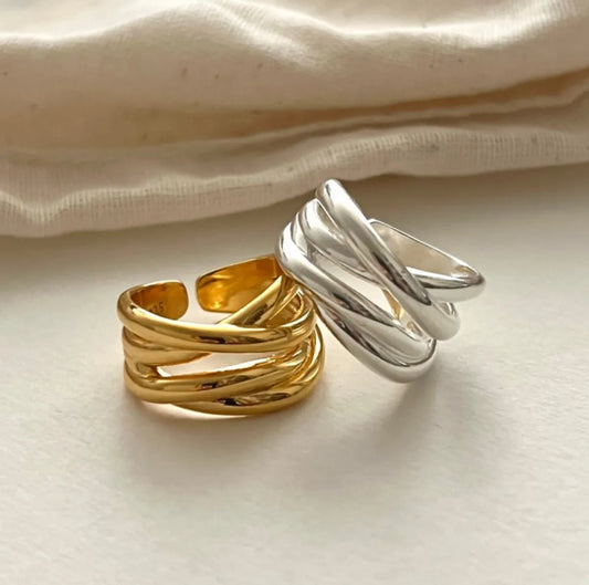 Simple Style Lines Sterling Silver Open Ring