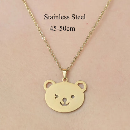 Wholesale Jewelry Simple Style Little Bear Devil'S Eye Lightning 201 Stainless Steel 18K Gold Plated Polishing Plating Pendant Necklace