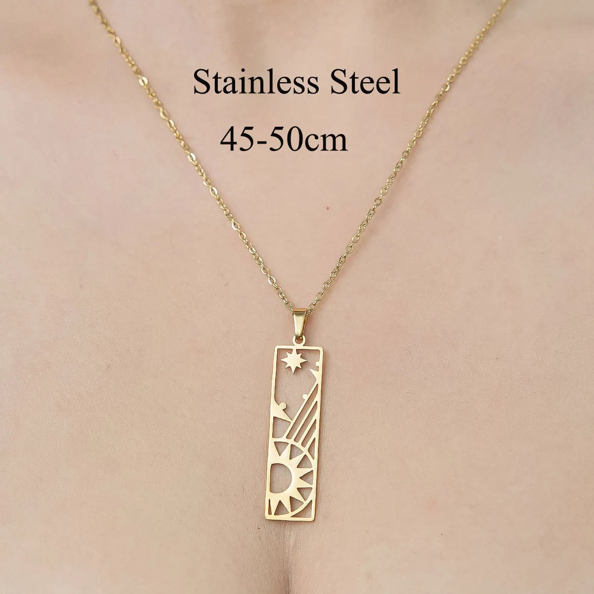 Wholesale Jewelry Simple Style Little Bear Devil'S Eye Lightning 201 Stainless Steel 18K Gold Plated Polishing Plating Pendant Necklace