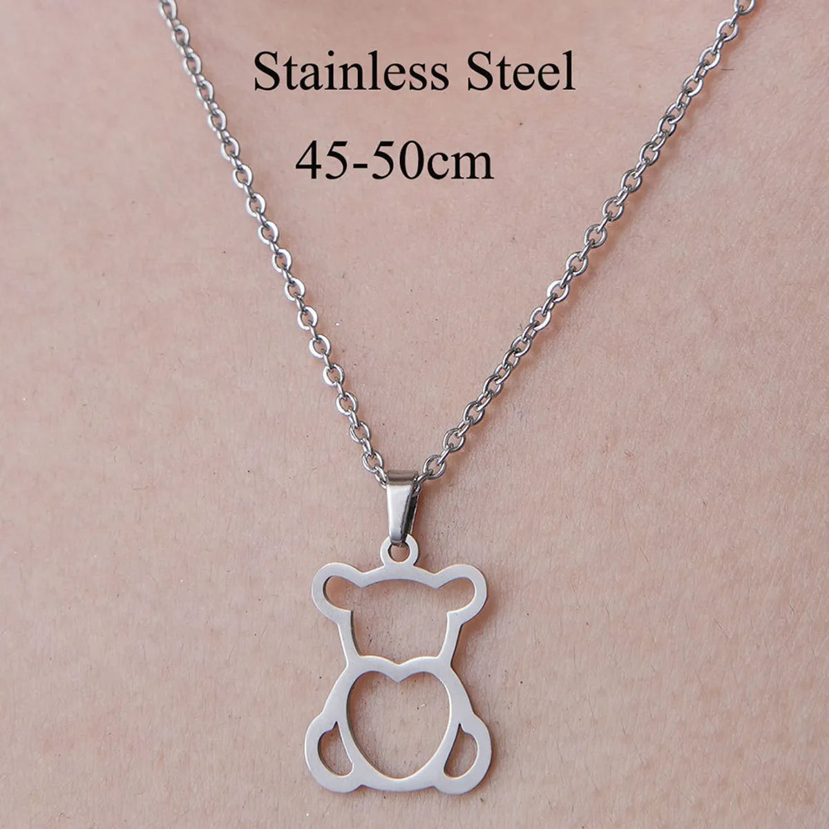 Wholesale Simple Style Little Bear Dinosaur Paw Print Stainless Steel Titanium Steel Polishing Plating Pendant Necklace