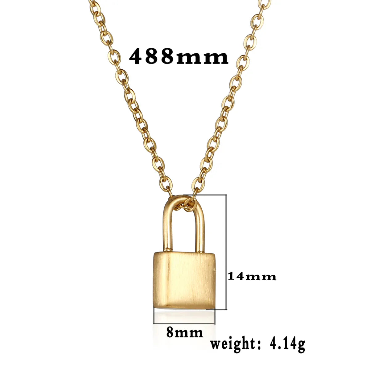 Wholesale Simple Style Lock Stainless Steel Polishing Plating 18k Gold Plated Pendant Necklace