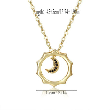 Copper 18K Gold Plated Simple Style Inlay Moon Zircon Pendant Necklace