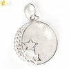 Wholesale Simple Style Natural Semiprecious Stone And Copper Accessories Pendant Necklace With Hollow Back Round Moon Star Design For Women