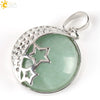 Wholesale Simple Style Natural Semiprecious Stone And Copper Accessories Pendant Necklace With Hollow Back Round Moon Star Design For Women