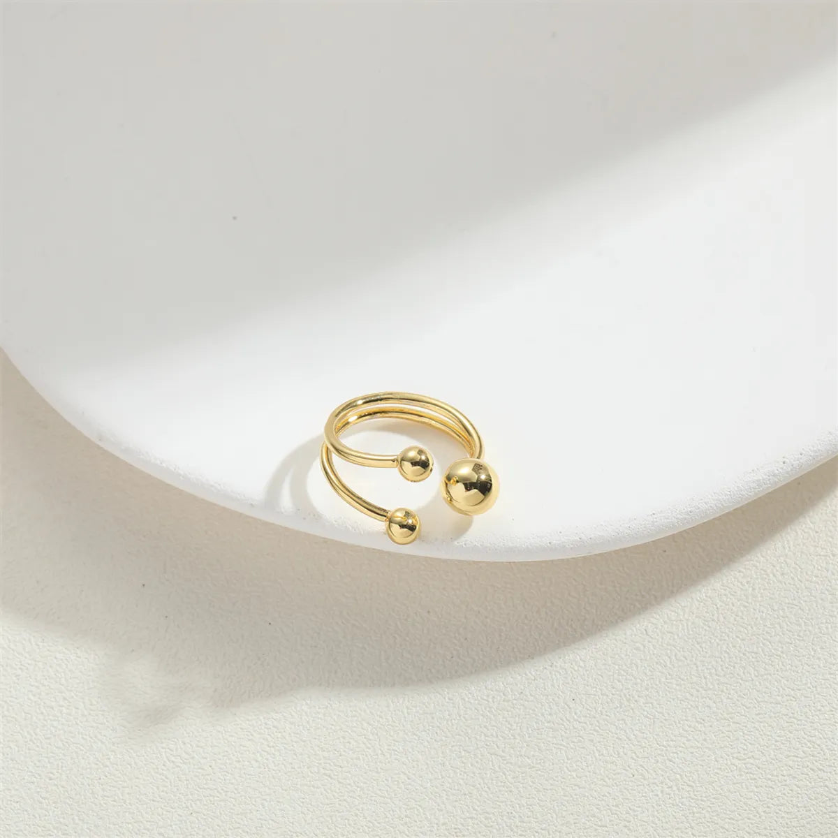 Wholesale Simple Style Round Heart Shape Copper 14K Gold Plated Open Rings