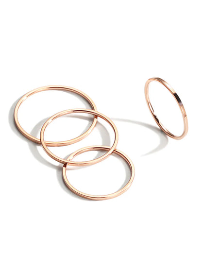 Wholesale Simple Style Round Stainless Steel 14k Gold Plated Rose Gold Plated Rings