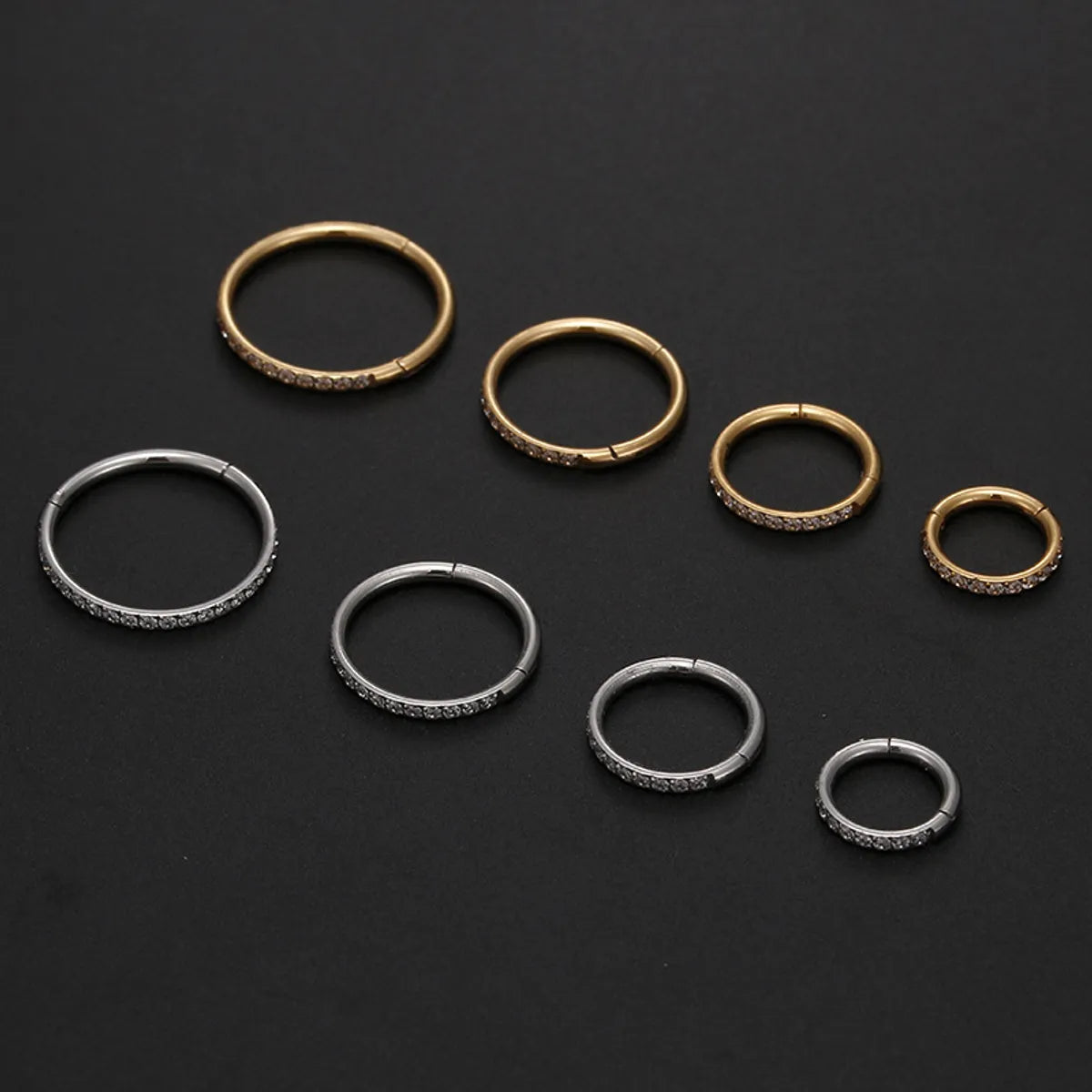 Simple Style Round Stainless Steel Inlay Zircon Nose Ring