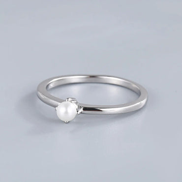 Wholesale Simple Style Round Sterling Silver Artificial Pearls Rings