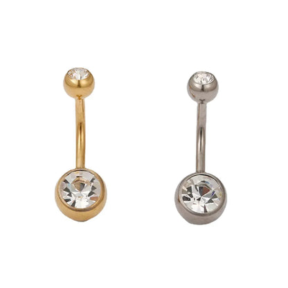 Wholesale Simple Style Round Titanium Steel Zircon Belly Ring