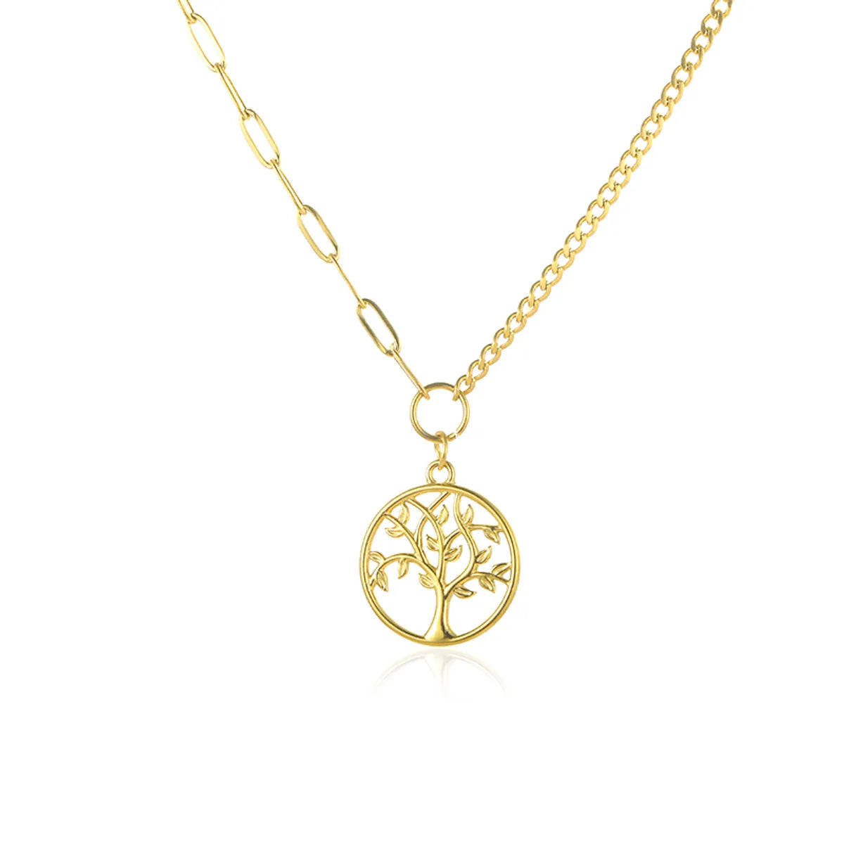 Wholesale Simple Style Shiny Bc1035 Lucky Tree Stainless Steel Polishing Plating 18k Gold Plated Pendant Necklace