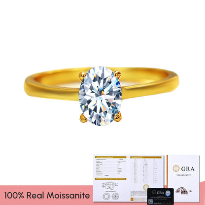 Wholesale Simple Style Shiny Oval Sterling Silver Gra Plating Inlay Moissanite Rings