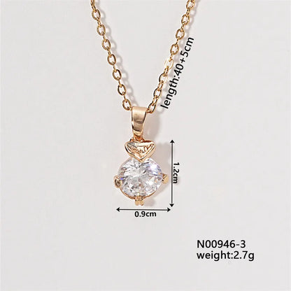 Wholesale Simple Style Shiny Round Water Droplets Dolphin 304 Stainless Steel Copper Inlay K Gold Plated Zircon Pendant Necklace