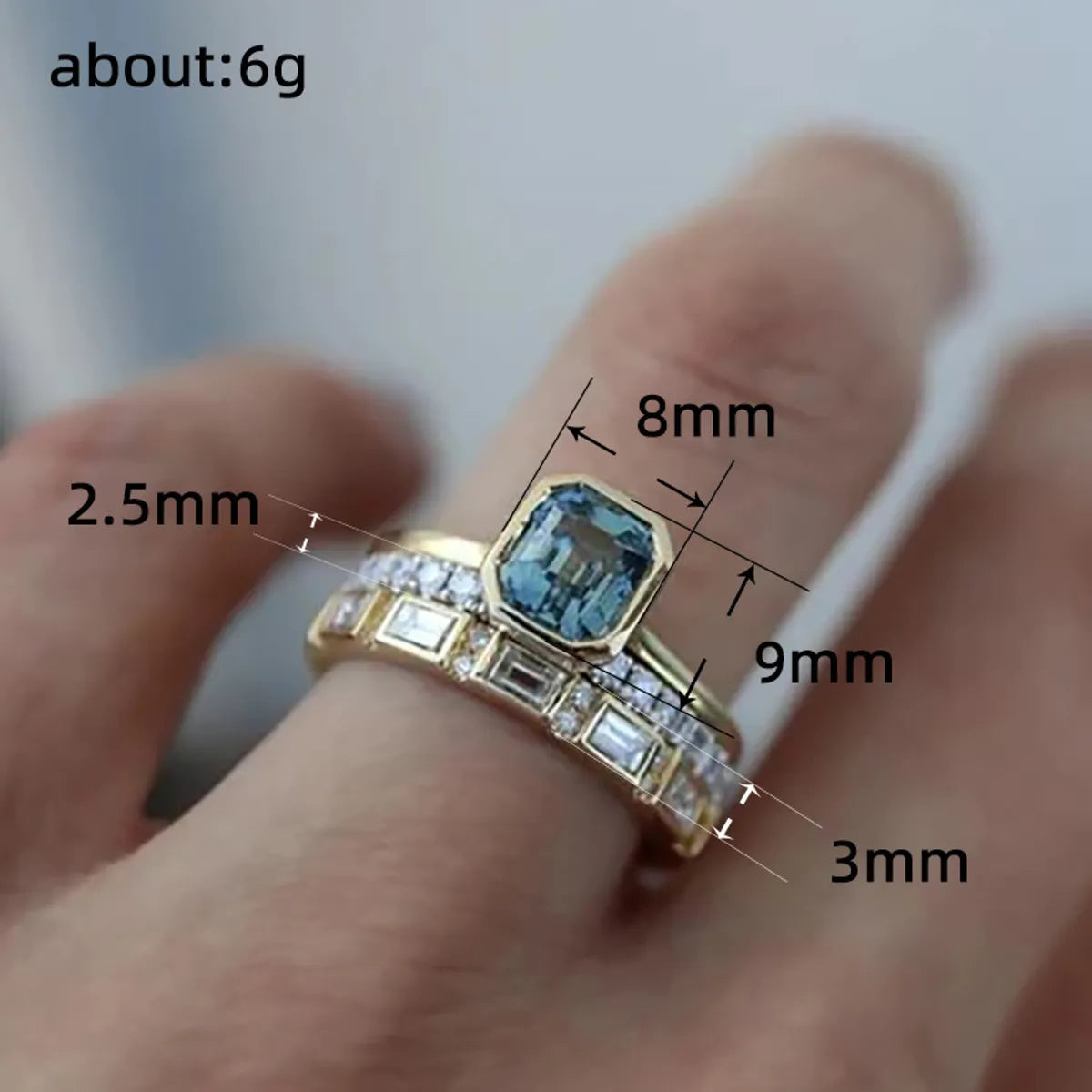 Wholesale Simple Style Shiny Square Copper Inlay Zircon Rings