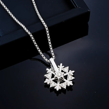 Simple Style Snowflake Stainless Steel Alloy Titanium Steel Plating Inlay Zircon Silver Plated Necklace Pendant