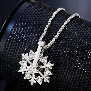 Simple Style Snowflake Stainless Steel Alloy Titanium Steel Plating Inlay Zircon Silver Plated Necklace Pendant