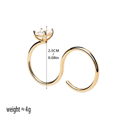 Wholesale Simple Style Solid Color Copper Irregular Inlay Gold Plated Zircon Open Rings