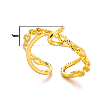 Wholesale Simple Style Solid Color Copper Plating Gold Plated Rings