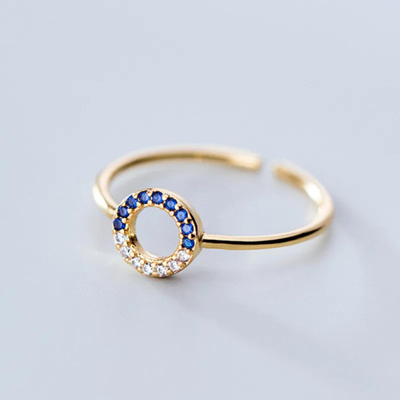 Wholesale Simple Style Solid Color Copper Plating Inlay Silver Plated Rhinestones Rings