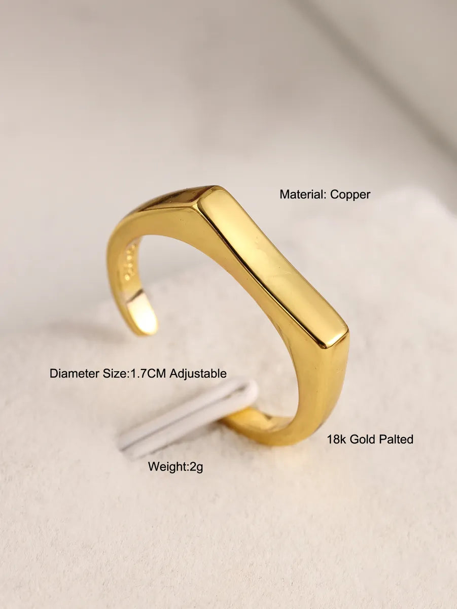 Wholesale Simple Style Solid Color Copper Plating Open Rings