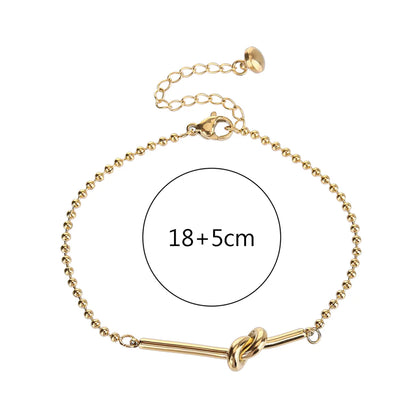 Simple Style Solid Color Knot Stainless Steel Titanium Steel Plating 18k Gold Plated Gold Plated Bracelets