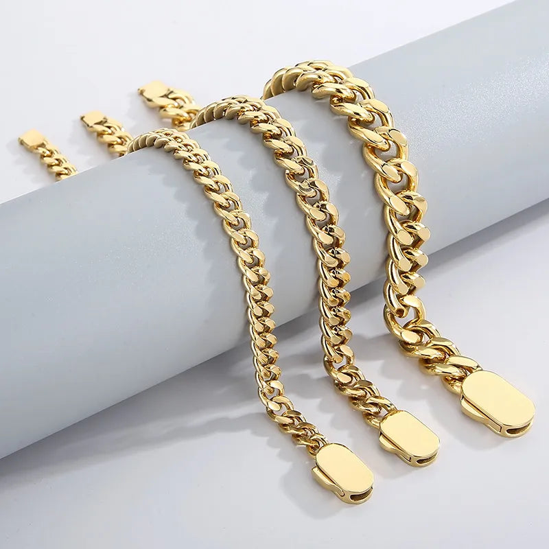 Stainless Steel 18K Gold Plated Simple Style Patchwork Plating Solid Color Bracelets