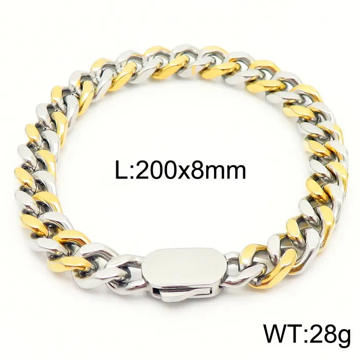 Stainless Steel 18K Gold Plated Simple Style Patchwork Plating Solid Color Bracelets