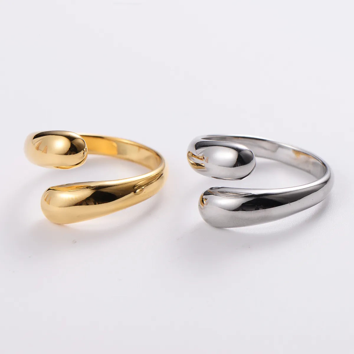 Wholesale Simple Style Solid Color Stainless Steel 18k Gold Plated Open Ring