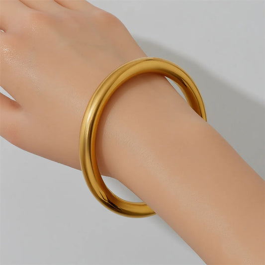 Wholesale Simple Style Solid Color Stainless Steel Bangle